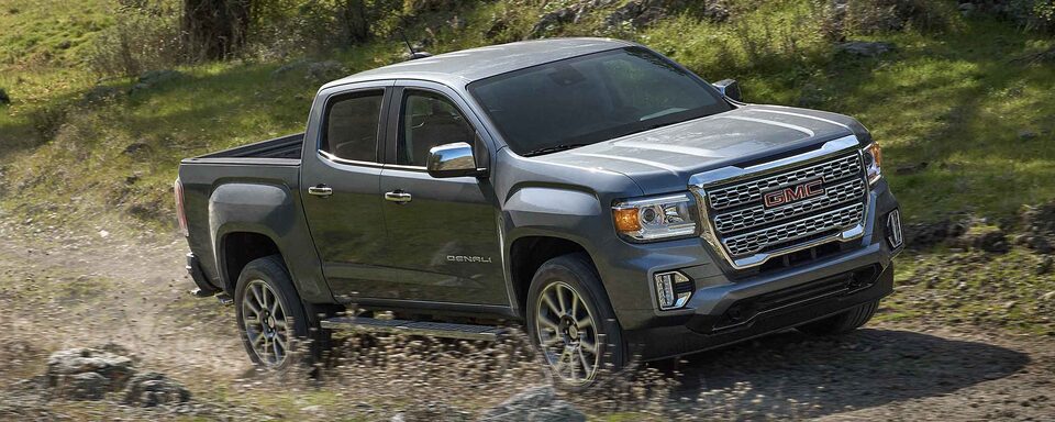 2022 GMC Canyon Small Truck Exterior Three-Quarters View Parked In Wilderness