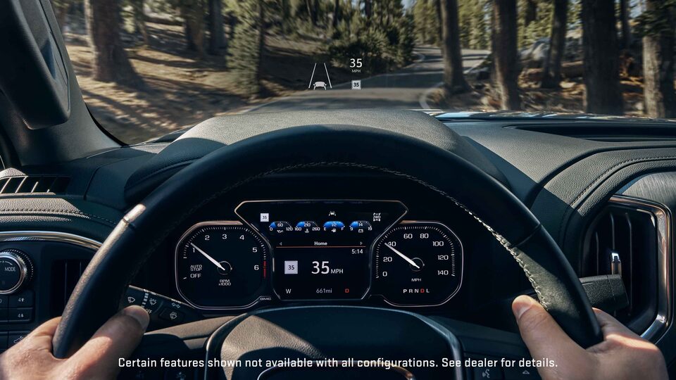 2022 GMC Sierra 1500 Pickup Truck with 15-inch diagonal Heads-Up Display