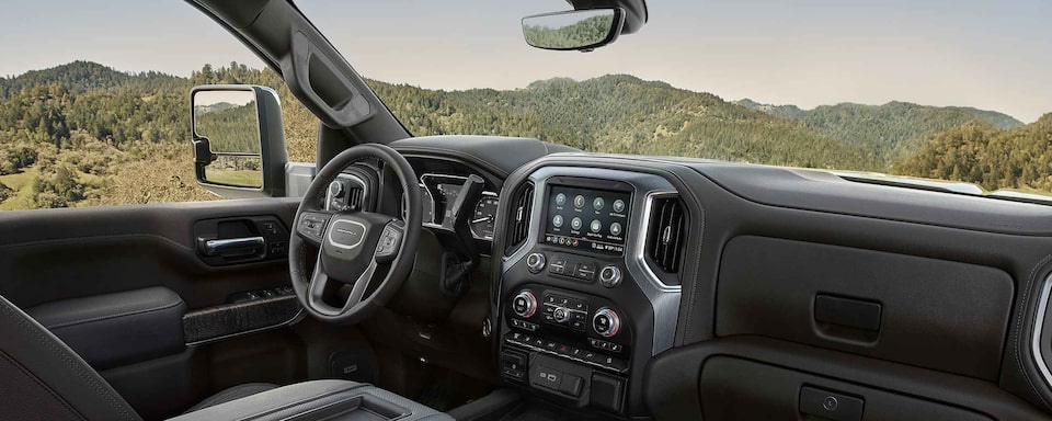 2022 GMC Sierra HD Truck Interior - Steering Wheel and Dashboard Features