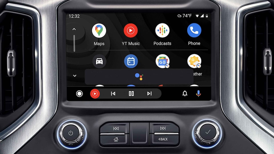 Closeup of Android Auto in GMC Sierra HD