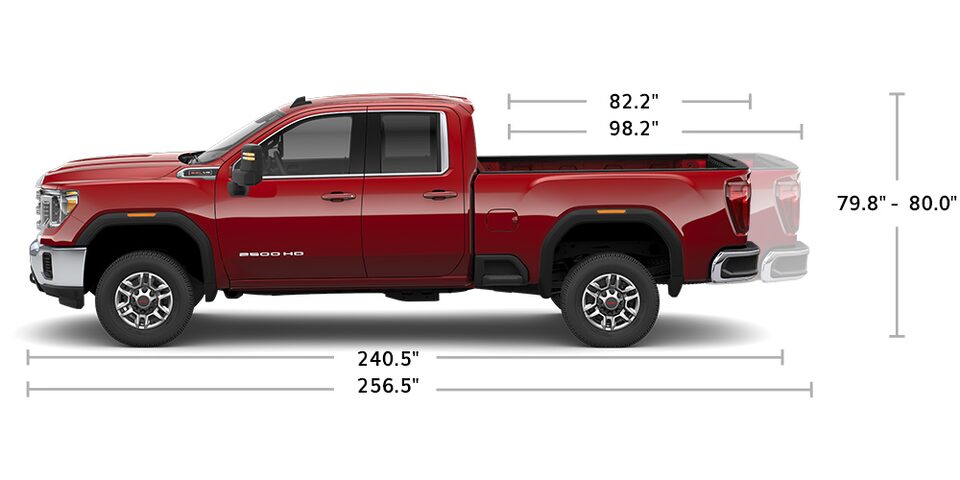 2022 GMC Sierra HD 2500 Double Cab Truck Specs - Length, Height, and Truck Bed Length
