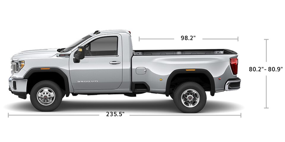 2022 GMC Sierra HD 3500 Regular Cab Truck Specs - Length, Height, and Truck Bed Length