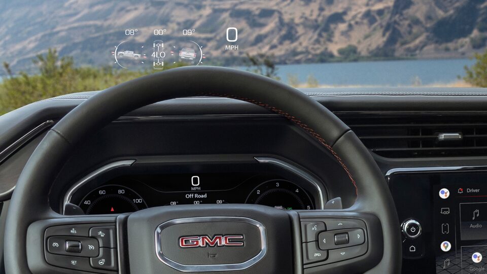 2022 GMC Sierra Denali Truck Interior View of Super Cruise Hands-Free Driving