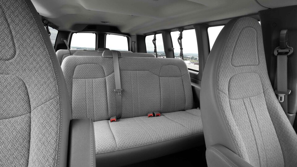 2022 GMC Savana Passenger Van with rear seating and cargo space flexibility