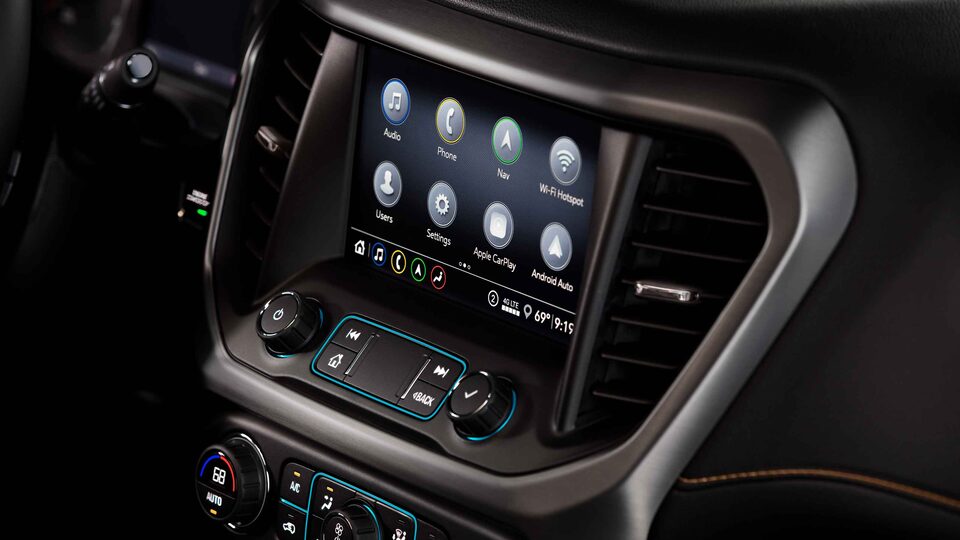 Closeup on the Infotainment System of the New GMC Acadia