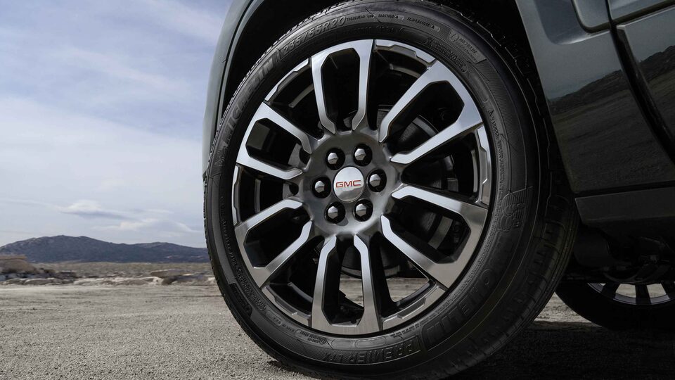 2023 GMC Acadia Denali Mid-Size Luxury SUV Exterior Front Wheel Close up