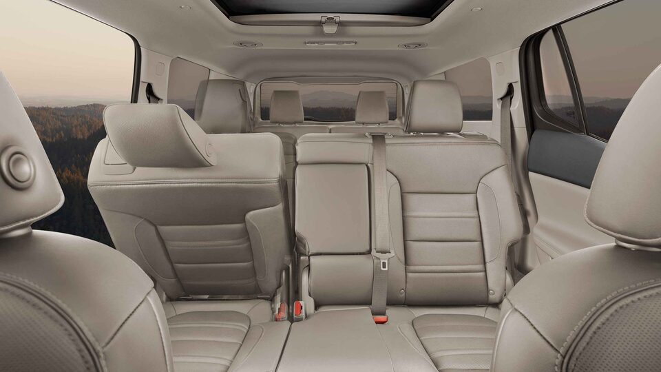 Closeup On Flexible Three-Row Seating With Passenger Seat Going Down on the GMC Acadia