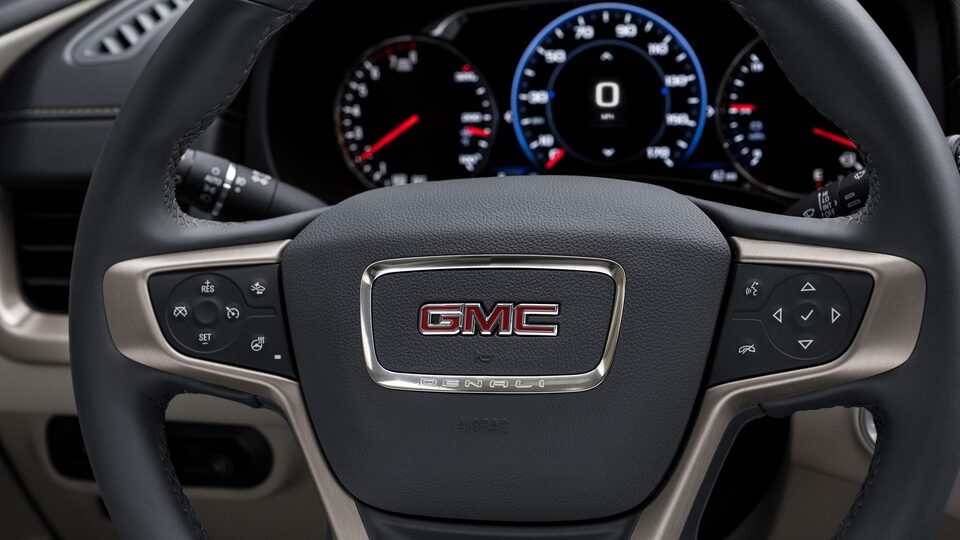 The Sleek Design of the 2023 Terrain Denali Steering Wheel Equipped with Driver Friendly Technology