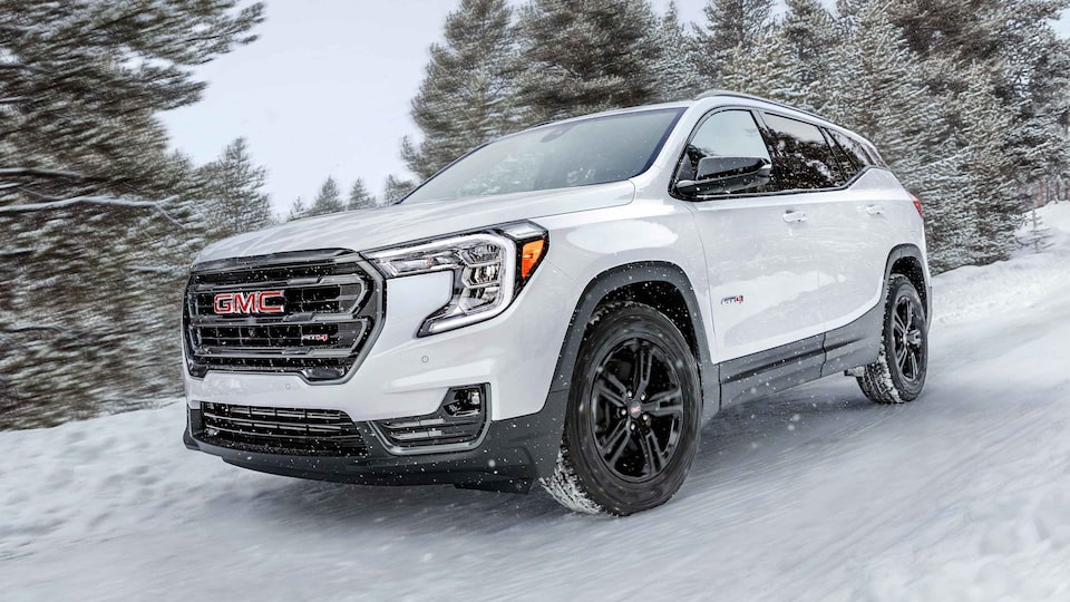 Summit White GMC Terrain Driving Off-Road On Snow