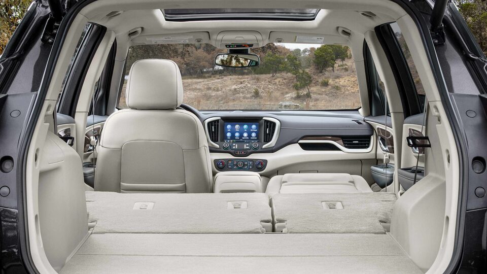 The Extended Cargo Space Created by Folding Seats of the 2023 GMC Terrain Denali 