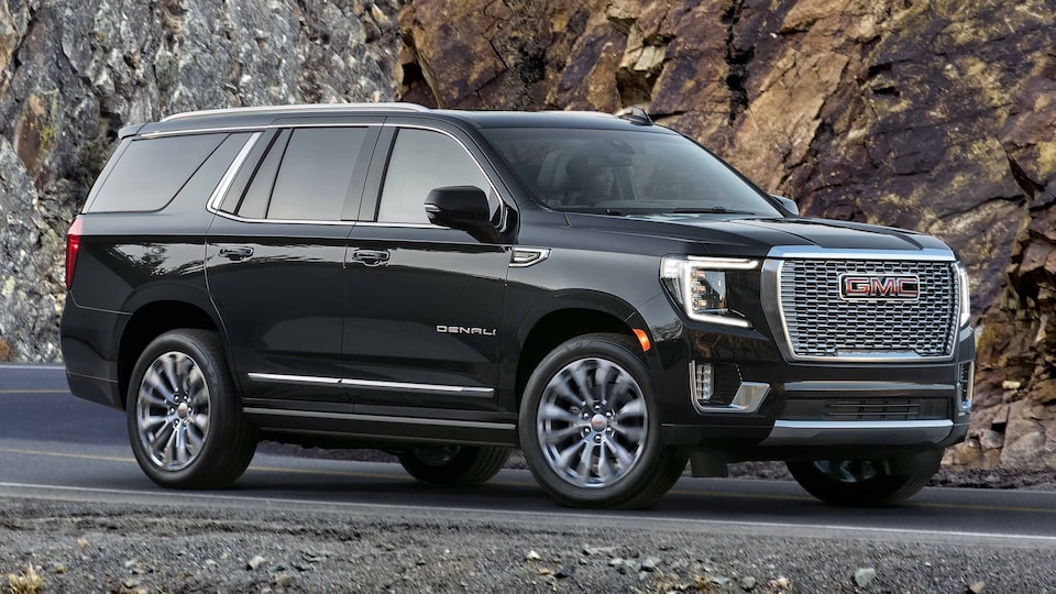Side Shot of the Stylish Onyx Black GMC Yukon Parked On-Road