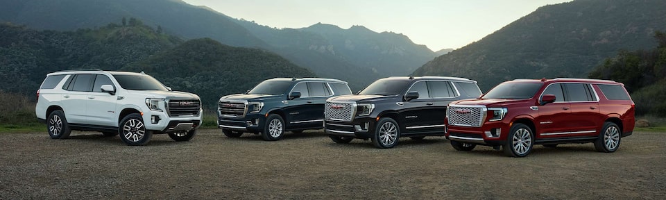 The GMC Yukon SUV Fleet Parked with an Incredible Mountain Backdrop