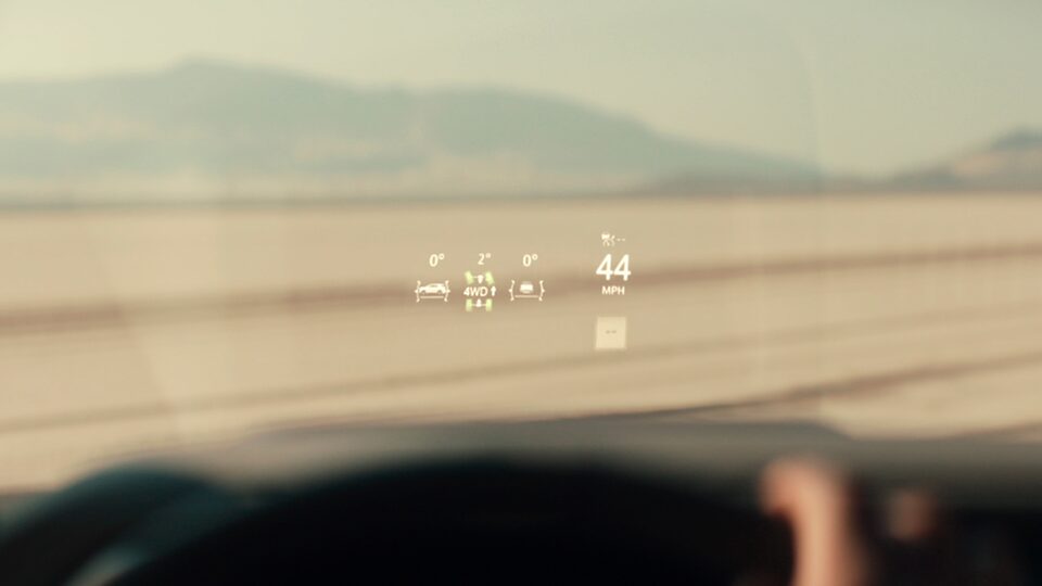 Heads-Up Display for the Yukon Driving on Road With Clear Sky
