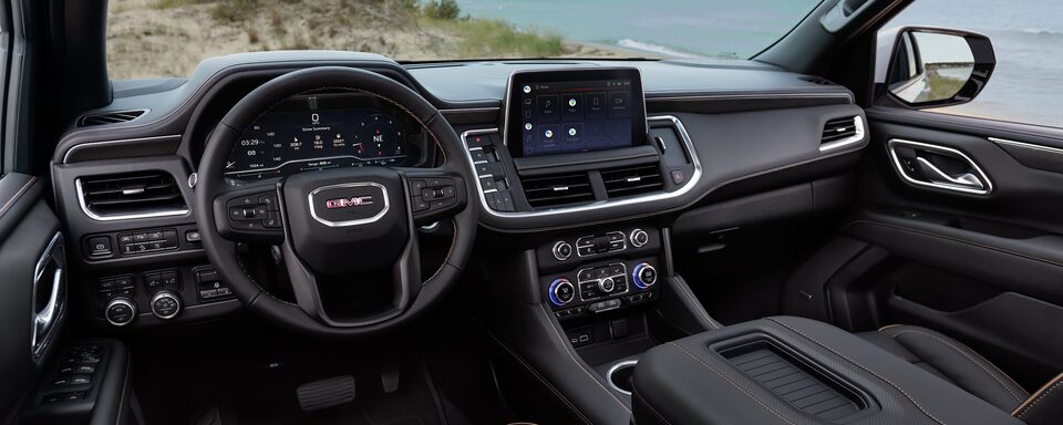 2022 GMC Yukon AT4  Full-Size Off-Road SUV Jet Black Interior - Front Seats and Dashboard