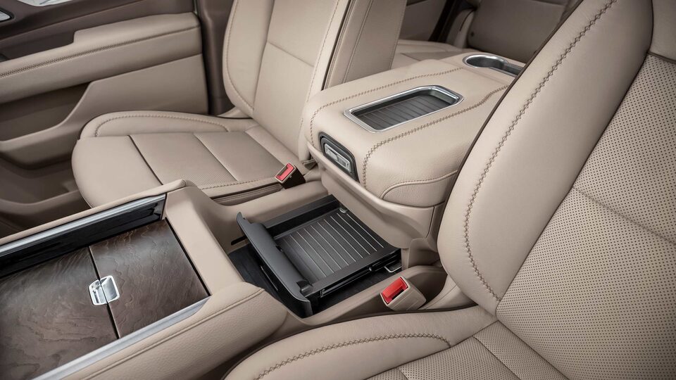 Yukon Denali Leather Interior Showcasing the Sliding Center Console