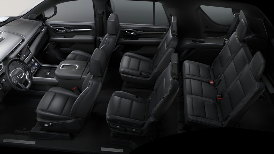 A View of the Interior Three-Row Jet Black Seating on the GMC Yukon Denali
