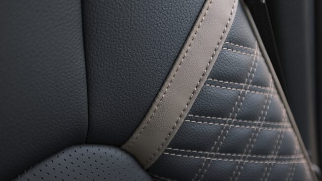 The Stitched Leather Interior Closeup on the GMC Canyon Denali