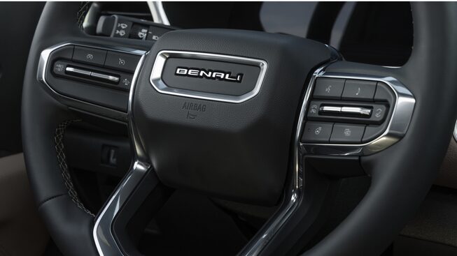 Closeup on the GMC Canyon Denali Driving Wheel