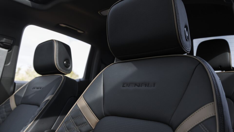 The Denali Badging on the Leather Seats