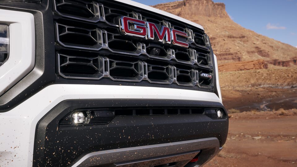 The Front Grille on the GMC Canyon AT4 with Fog Lamps