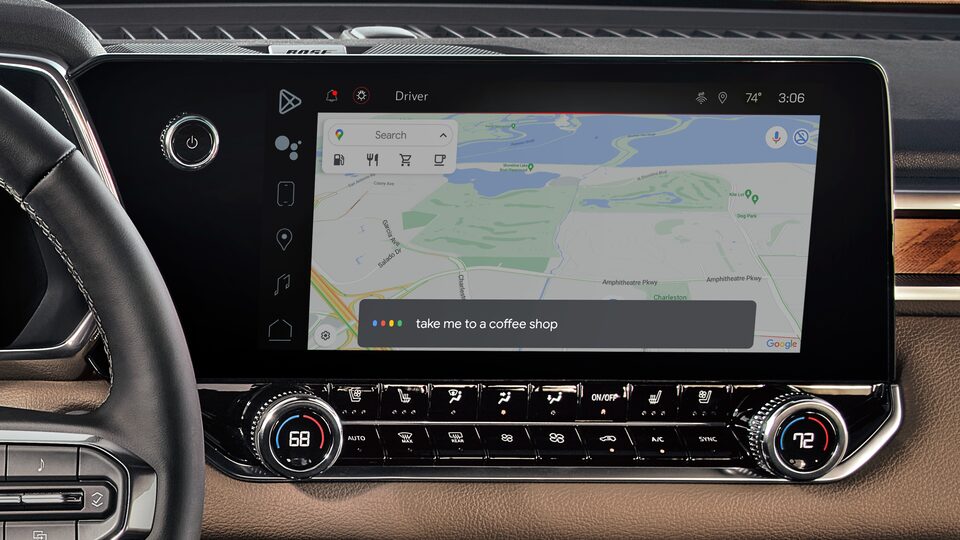 The Google Maps Being Displayed on the Infotainment System of the GMC Canyon Denali