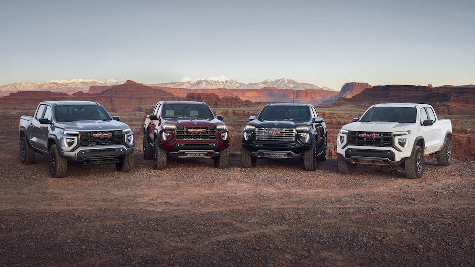A Lineup of the Full Selection of Trims for the GMC Canyon