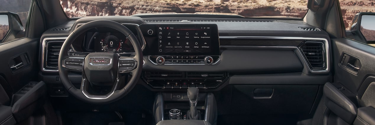 cockpit view of the Canyon's Elevation exclusive jet black cloth interior