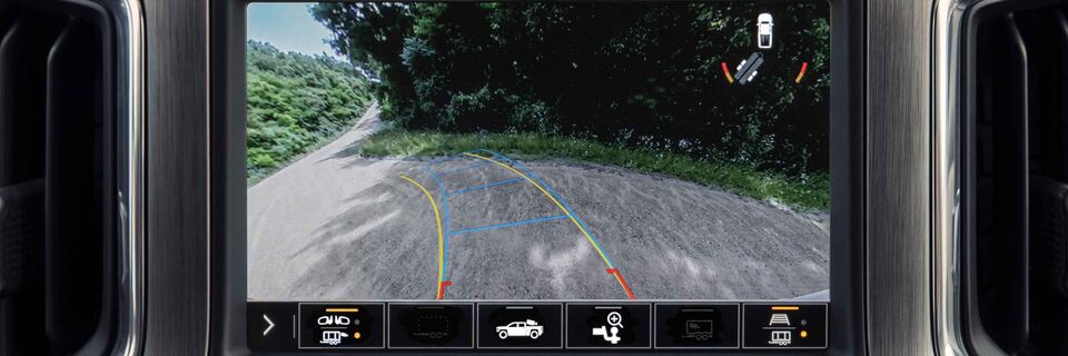Rear Trailer View with Trailer Angle Indicator Technology of the Sierra HD