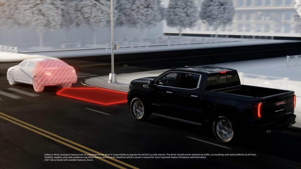 GMC Sierra Forward Collision Alert and Automatic Emergency Braking Infographic 