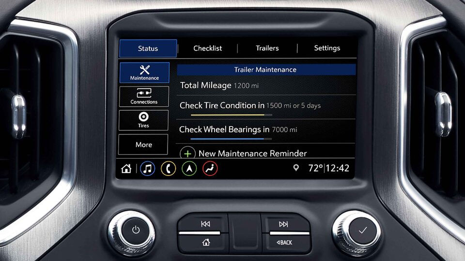 Closeup on the Infotainment System of the Sierra HD Denali 