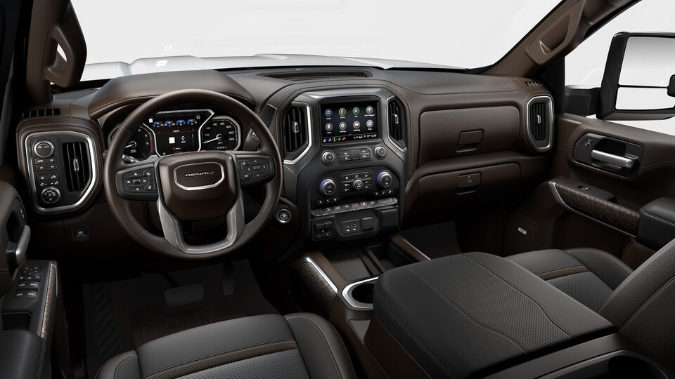 The Steering Wheel, Heads-Up Display, and Infotainment System on the GMC Sierra