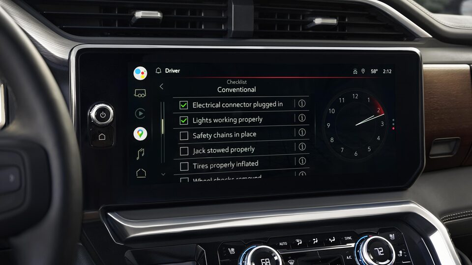 The Safety Checklist Displayed on the Infotainment System of the GMC Sierra 