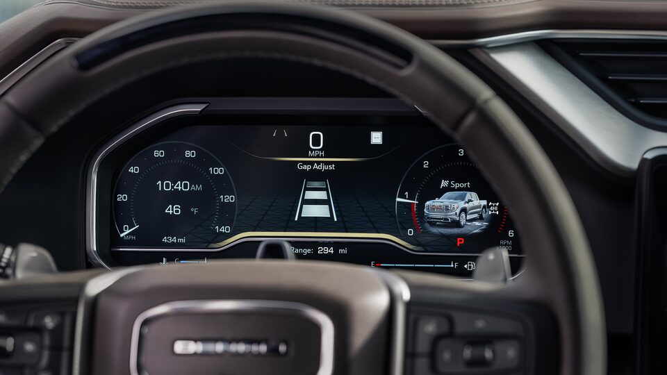 The Sierra 1500's Driver Assistance Technologies Displayed on the Instrument Panel