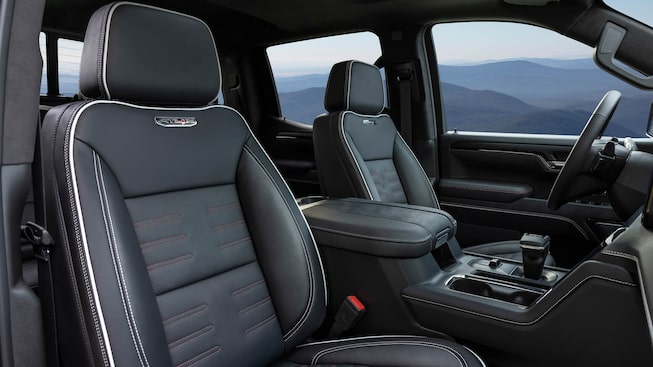 The Stylish Interior of the Sierra AT4 with a View of the Mountains