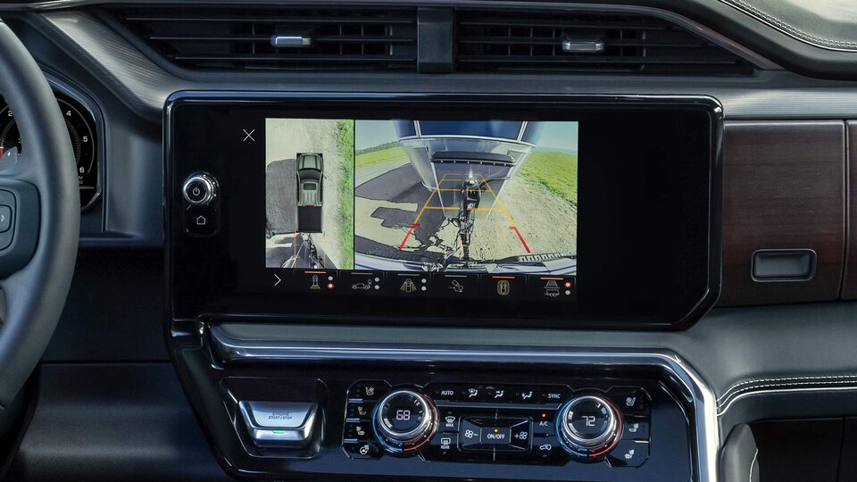 Rear Camera View Displays on the Infotainment System of the Sierra Denali
