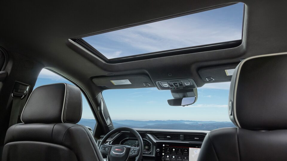 The Sunroof of the Sierra AT4X with a View of Clear Skies