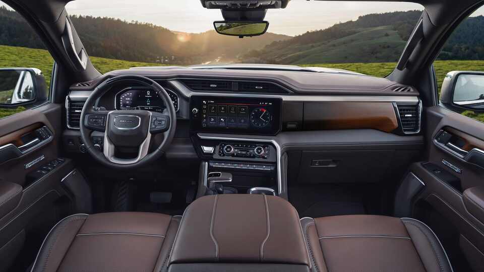 The Sierra 1500's Premium Interior with a View of the Sunset