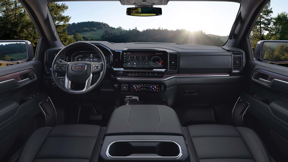 Rear Passenger Perspective of the Driver & Passenger Cabin Space of the Sierra 1500