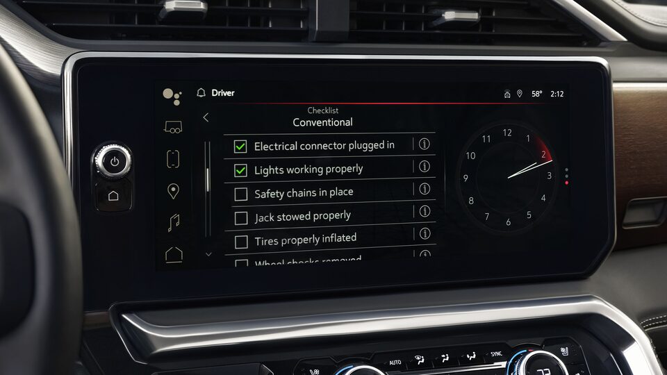 Closeup on the Navigation being Displayed on the Infotainment System of the GMC Sierra LD
