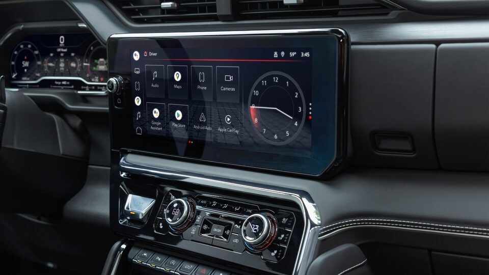 A Closeup on the Infotainment System of the GMC Sierra LD