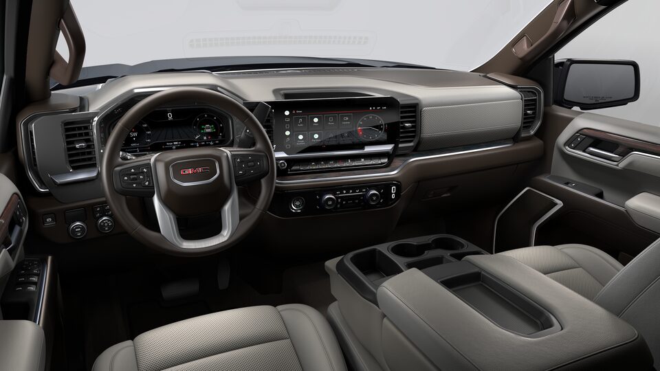 The Driver Perspective of the Sierra SLT's Dark Walnut/Slate Interior