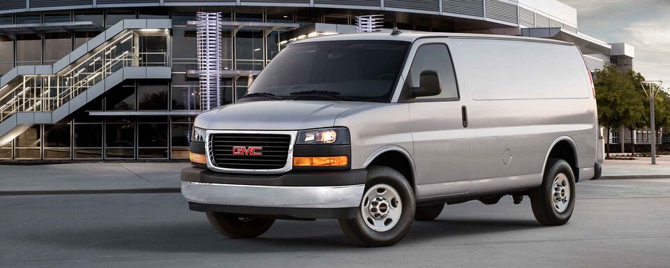 Exterior drivers side Three-Quarters View on the 2023 GMC Savana Cargo Van