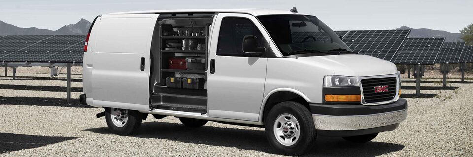 2023 GMC Savana Cargo Van with sliding door open