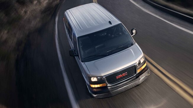 Overhead view of the Front Exterior of the 2023 GMC Savana Passenger Van