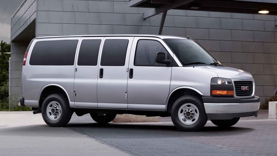 Exterior Passengers side profile view on the 2023 GMC Savana Passenger Van