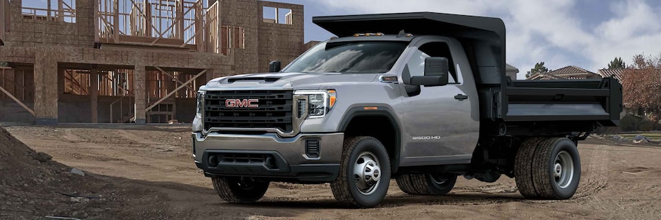 Closeup on the Powerful GMC Sierra HD 3500 Chassis Cab Parked