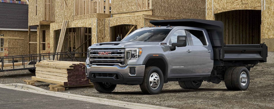 The Powerful GMC Sierra 3500 HD Chassis Cab Parked Next to a Construction Site