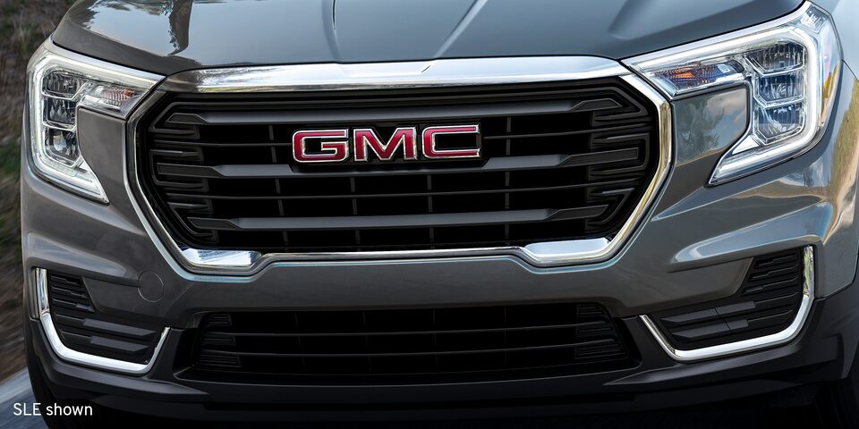 A Head-On Shot of the GMC Terrain AT4 Grille and Badging