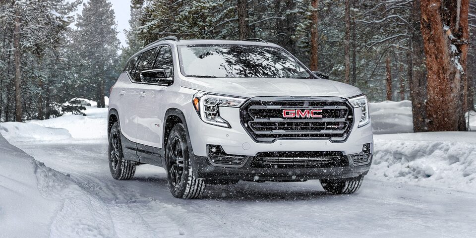 The GMC Terrain Driving Off-Road in Snow