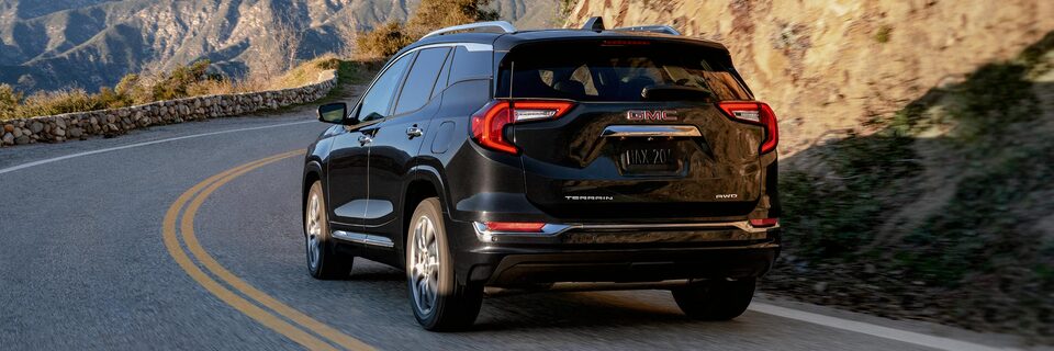 A Rear Shot of the GMC Terrain Driving On-Road
